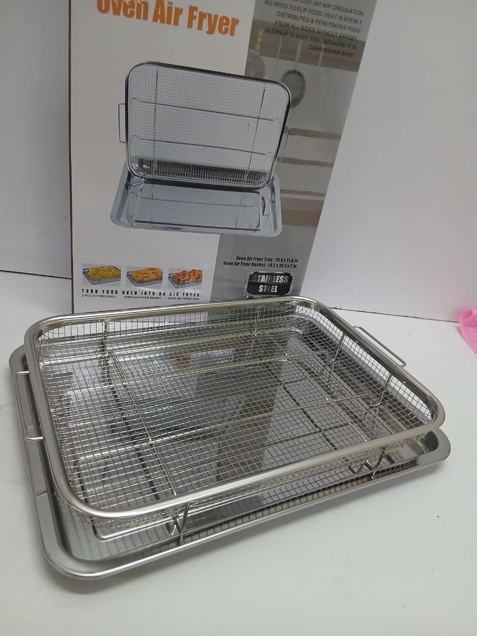 Heat resistant stainless steel French fries basket + tray
