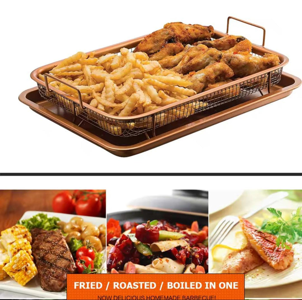 Heat resistant stainless steel French fries basket + tray