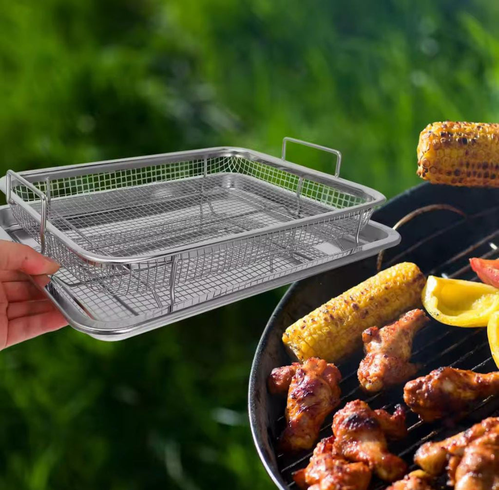 Heat resistant stainless steel French fries basket + tray