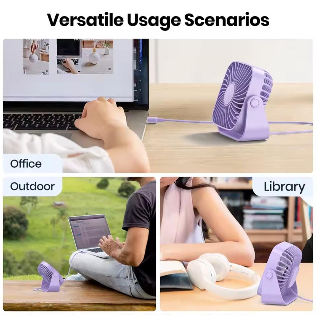 Led digital mini portable fan